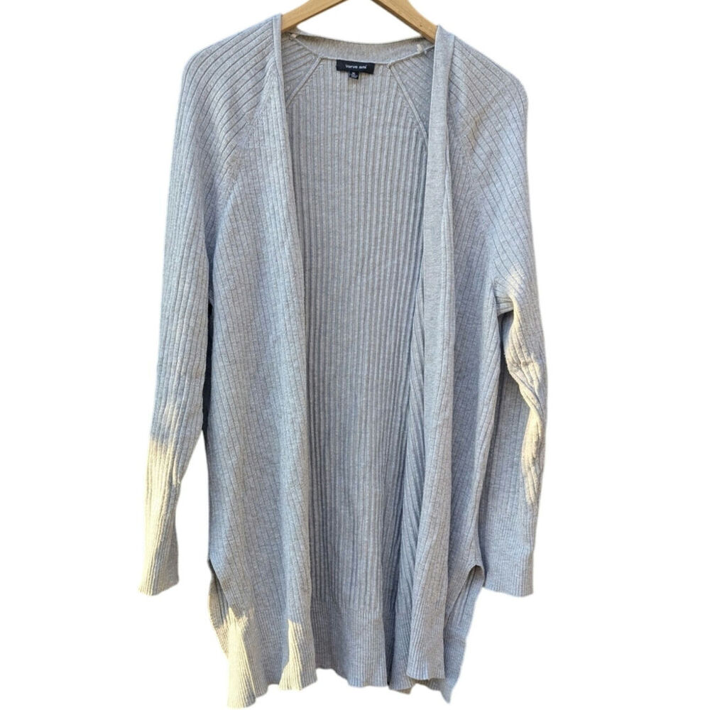 Verve Ami XL Grey Gray Long Line Open Front Cardigan Sweater Career Plus Size